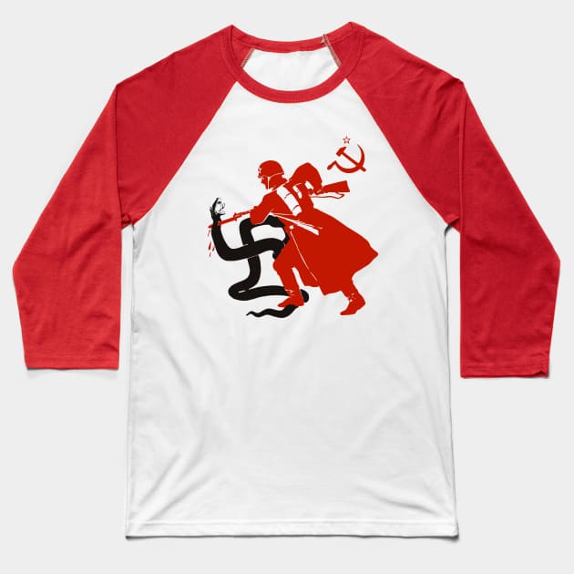 Death To The Fascist Beast - Soviet Propaganda Baseball T-Shirt by SpaceDogLaika